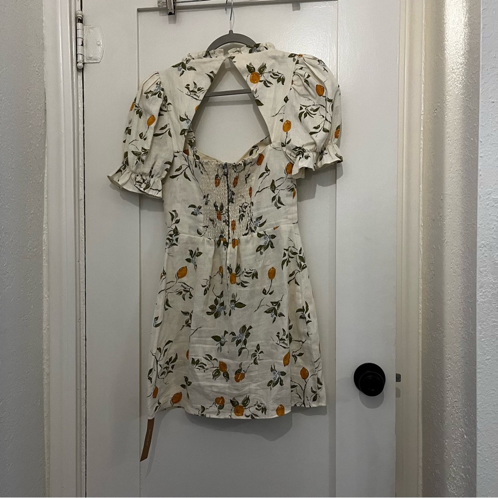 NWT! Reformation "Easton" Mini Dress in Citron (Lemon) - Size 4 (Small) - Picture 7 of 13
